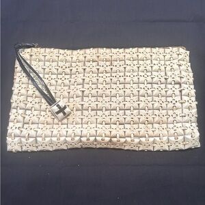 Vintage 1940’s Cream Clutch with Black Strap